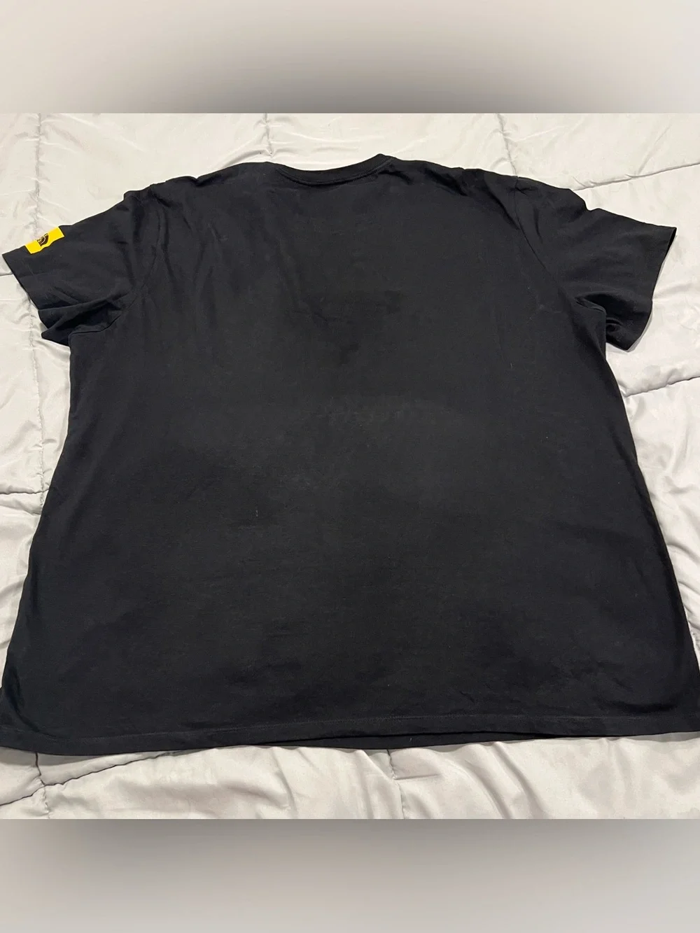 The North Face Men's Black Tee with White Circle Logo and Yellow Text XXL